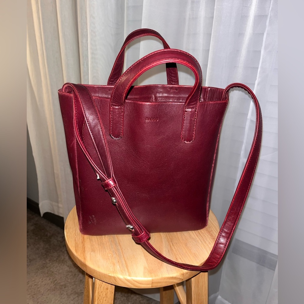 Baggu Box Purse in Mulberry, 100% Leather